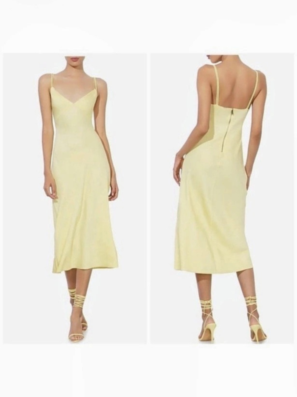 Alice + Olivia Kiro Slip Dress Yellow Midi